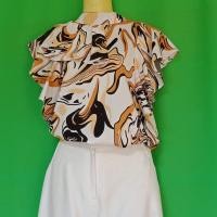 ราคา เสื้อคอเต่าลายกราฟิกแขนกุดจีบระบายปิดหัวไหล่ปกสวยผ้านิ้มๆลื่นๆทิ้งผ้ามือสองคุณภาพ✔️85-95%ซื้อไปไมาผิดหวังจ้า (20259254976)