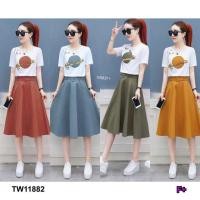 ราคา Set 2 ชิ้น เสื้อยืดแขนสั้นสกรีนลายกราฟฟิก งาน (7519024799)