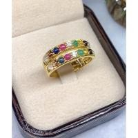 ราคา แหวนทองคำแท้พลอยนพเก้าเพชรแท้ 5 ตัง (8717319738)