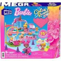 ราคา MEGA Barbie Color Reveal Train 'n Wash Pets Building Set เมก้า บาร์บี้ รุ่น HHP89 (21479597202)
