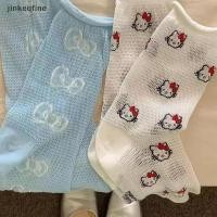 ราคา KTH การ์ตูน Sanrio ถุงเท้าน่ารัก Hello Kitty Bow ถุงเท้ากลางหลอดผ้าฝ้ายบางกีฬาตาข่าย Hollow ถุงเท้าระบายอากาศหวาน Girly Heart ของขวัญร้อน (29354920343)