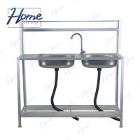 ราคา HOMENINE ซิ้งค์ล้างจาน อ่างล้างจาน สแตนเลส A 2หลุม มีข้าง 2ชั้น มีบน โครงอลูมิเนียม (25086390817)