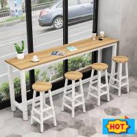 ราคา โต๊ะบาร์ยาว 160 ซม. โครงเหล็กและเก้าอี้ โต๊ะกาแฟไม้สไตล์เรียบง่าย โต๊ะบาร์ (29007360226)