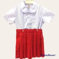 ราคา ชุดนักเรียนอนุบาลกระโปรงสีแดง เนื้อดี ราคาถูก (1433208738)
