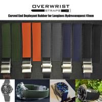 ราคา สายนาฬิกาแบบยางรุ่น Curved End FKM Deployant for Longines Hydroconquest 41mm (25075592989)