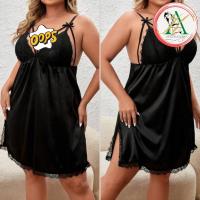 ราคา พลัส ชุดนอน​ไซ​ส์ใหญ่​ เดรสนอนสายเดี่ยว ชุดนอน​สาว​อวบ​ ลูกไม้คอนทราสต์ ผ่าสูง ผ้าซาติน 1xl-5xl​ ไม่​ระบุชื่อ​สินค้า​ (25557092587)