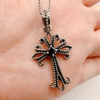 ราคา สร้อยคอเงินแท้ จี้กางเขนเงินแท้แต่งนิล (22756617223)