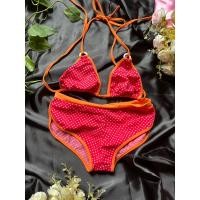 ราคา Bikini มือสอง สีแดงขอบส้ม ลายจุด สไตล์ Betty (ชุดมือสอง) (22945239216)