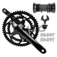 ราคา Jiankun แผนที่จักรยานพับ 28/9/10 ความเร็ว Crankset 50-34T 53-39T Hollowtech Chainwheel BCD 110 มม.130 มม.วงเล็บด้านล่างใช้งานร่วมกับ Shimano Sora 105 FC-R3000 FC-4700 (27654996384)
