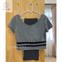 ราคา H&M เสื้อครอปผ้ายืด คอกว้าง กางเกงขาม้าผ้ายืดหนาสีเทาค่ะ มือ2สภาพดี ไม่มีตำหนิค่ะ (28955592372)
