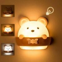 ราคา Cute Bear Kids LED Night Lamp USB Rechargeable Bedside Lamp Remote Control Wall Lights For Kids Children Bedroom Home Li (28814061865)