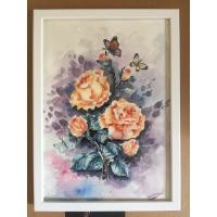 ราคา ภาพวาดดอกไม้ ภาพวาดดอกกุหลาบ ขนาดA4 ภาพวาดสีน้ำ พร้อมกรอบ แขวนได้ตั้งได้ ตกแต่งบ้านเพื่อความสวยงาม (26054836743)