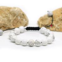 ราคา หินฮาวไลท์ Howlite 10 มิล เชือกถัก ปรับขนาด กำไลหิน หินใจเย็น หินมงคล หินสี กำไลหินเสริมดวง หินสีขาว By.Meechok (4915987384)