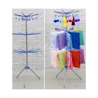 ราคา พร้อมส่ง!!! ราวตากผ้าสแตนเลส 3 ชั้น หมุนได้ พับได้ สีฟ้า (29750064688)