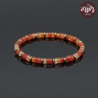 ราคา หินคาร์เนเลียน ทรงกระบอก แต่ง แร่เฮมาไทต์ Carnelian ขนาด 4.5 มิล หินแห่งการปกป้องคุ้มครอง กำไลหินสี หินสีส้ม (25059624293)