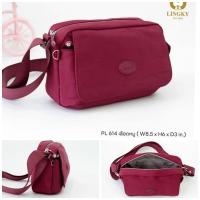 ราคา กระเป๋าสะพายข้างผ้าร่ม ลายย่น รุ่น PL-614 ขนาด 8.5" มีทั้งหมด 3 ซิป (26003036749)