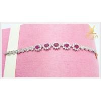 ราคา สร้อยข้อมือทับทิมแท้ เงินแท้ ชุบทองคำขาว (7878063077)