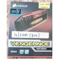 ราคา 16GB ( 8GBx2 ) DDR3/2400 RAM PC (แรมพีซี) CORSAIR Vengeance Pro Series Black/Red (16121259715)
