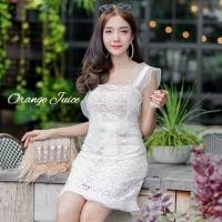 ราคา เดรสสั้นลูกไม้สีขาว งานป้าย Orange Juice มีโบว์ด้านหลังน่ารัก (1682702779)