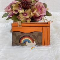 Coach C1656 Xl Mini Skinny Id Case In Signature Canvas with Rainbow กระเป๋าใส่บัตร