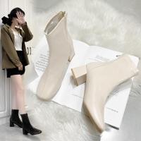 ราคา รองเท้าบูท Martin หัวเหลี่ยม ส้นเหลี่ยม สตรี - รองเท้าบูทหนังส้นสูง สไตล์สวยหรู รองเท้าบูทสีขาว (24409322263)