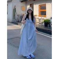 ราคา เดรสยาว ระบายฉลุช่วงอก สายปรับได้ ผ้าดี **งานป้ายWG.WE** (25571206524)