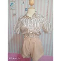 ราคา เสื้อครอปเชิ้ต เชิ๊ตทรงครอป เอวจั้ม (6156761970)