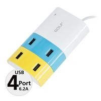 ราคา สายชาร์จไฟแบบ Adapter USB 4 Port GOLF 2.1Ax2 AC/DC Output 6.2A (56239118)