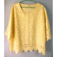 ราคา เสื้อลูกไม้ สีเหลือง แขนลูกไม้ (2285236457)