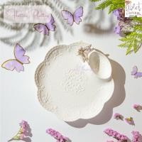 ราคา Violet Flamingo จานเซรามิคสีขาวรุ่น White Flutter Platter จานอาหาร จานของว่างพร้อมช่องใส่น้ำจิ้ม จานขอบหยัก สลักลาย (24218815027)