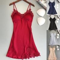 ราคา ชุดนอนซาติน เนื้อผ้าลื่นสีดำ แต่งขอบลูกไม้สีดำ M-XL สายเดี่ยวปรับสายได้ S-522 ขายส่ง (17254904131)