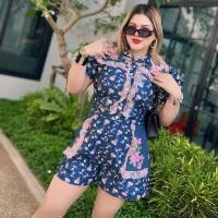 ราคา ชุดเซตพิมพ์ลายดอกแต่งยีนส์ปัก (26355721589)