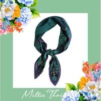 ราคา ผ้าพันคออัดพลีทเขียวเข้ม By Millie Thailand (27568584299)