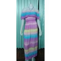 ราคา เดรสยาวแฟชั่น ผ้าสปัน ลายมัดย้อม สีพาสเทล (15080885753)