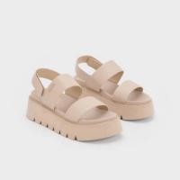 ราคา charles & keith Chunky Flatform Sandals สีเบจ แท้ 100% มือสอง สภาพ 98% (28805791735)