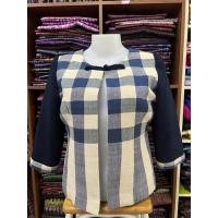 ราคา เสื้อคลุมผ้าฝ้ายเข็นมือย้อมคราม ฝ้ายแท้ทอมือ แต่งลายผ้าขาวม้าเก๋ๆ (19668505768)