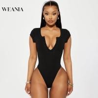 ราคา Weania ชุดบอดี้สูท คอวี แขนสั้น รัดรูป เซ็กซี่ (24666124391)