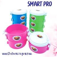 ราคา ปิ่นโตกลมพลาสติก 3 ชั้น Smart pro SM.610/3 ขนาด 14.7x18.5cm ปิ่นโตเด็ก ปิ่นโตพลาสติกสีหวาน กล่องใส่อาหารกลางวัน (25923781962)