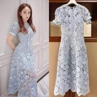 ราคา มีไซส์S,M,L,XL❗️❗️ งานป้ายCARISA เดรสลูกไม้สีฟ้า​ ผ้าลายลูกไม้ (6915658114)