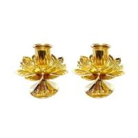 ราคา เชิงเทียนทองเหลือง ทรงดอกบัว 2 ชั้น สูง 3 นิ้ว รูใส่เทียน 2 ซม. [คู่] (3834215438)