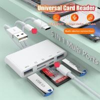 ราคา 5 in 1 การ์ดรีดเดอร์ ตัวอ่าน sd card reader OTG Type-c IP to SD+TF อะแดปเตอร์การ์ดรีดเดอร์ Type-C USB (29219526211)