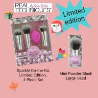 ราคา *ของแท้ ​ Real Techniques Limited Edition,Sparkle On-the-Go, 4 Piece Set or Mini powder blush (7565072469)