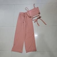 ราคา Set กางเกงขายาวเสื้อครอปพันเอว งานป้าย​ Mika Brand (19793294985)