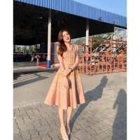 ราคา เดรสผ้าทออัดกาวซับในทั้งชุด ป้าย La sistersสีทองคอกล้วยหอม (s) (24788049007)
