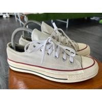 ราคา รองเท้ามือสองของแท้ Converse All Star งานผ้าสีครีม ป้ายดำ เบอร์ 39.5 ยาว 25 ซม. พื้นสึกไปบ้างตามรูป (24224555861)