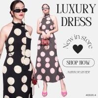 ราคา Code : 40926.4 เดรสแขนกุดลายจุดใหญ่ เดรสลายจุด งานป้าย Mirrorsister (27112963096)