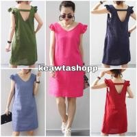 ราคา เดรสลินิน สั้น โชว์หลัง แขนกุด แต่งระบายช่วงไหล่ (14666591160)