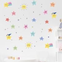 ราคา สติกเกอร์ติดผนังหน้ายิ้มสีสันสดใสสติกเกอร์ติดผนังรูปดาวห้องเด็กสติกเกอร์ติดผนังตกแต่ง ทําเอง (29557593537)