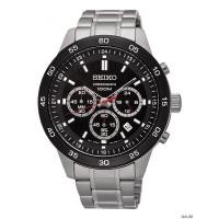 ราคา SEIKO Chronograph นาฬิกาข้อมือผู้ชาย หน้าปัดดำ/เงิน สายสแตนเลส รุ่น SKS527P1 (67178751)