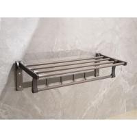 ราคา AJuShop ชั้นวางผ้าพร้อมราวและขอแขวนอลูมิเนียม รุ่น Gracer-01 ขนาด 59.5x23.8x16.5ซม. สีเทา **ถูกมาก (24616876846)